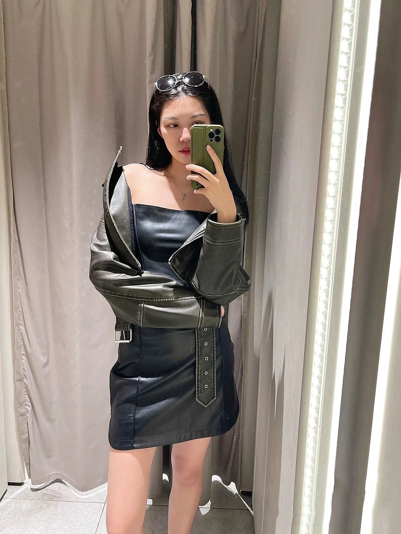 Vintage Leder Damenjacke