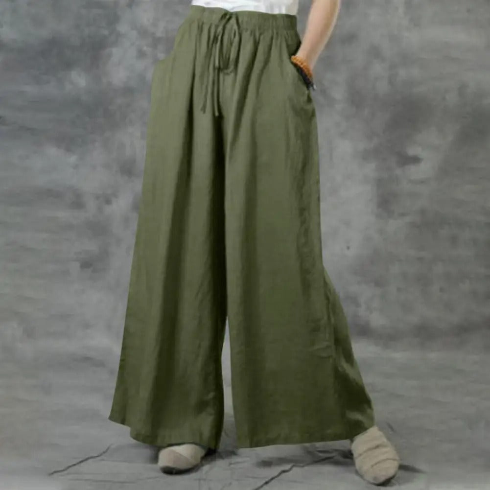 Lässige gerade Hose mit weitem Bein für Damen