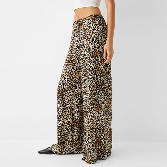 Vintage Leopardenmuster Weite Hose