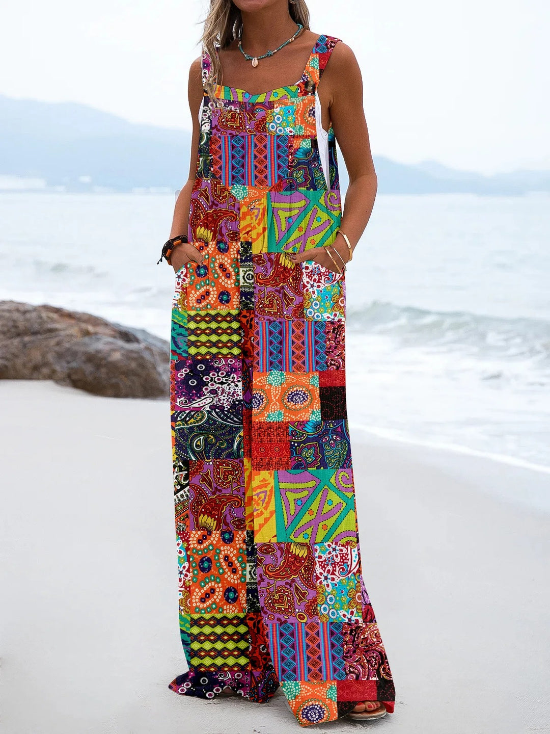 Bohemian-Overall mit weitem Bein für Frauen