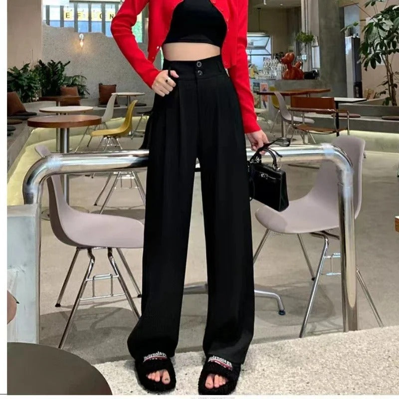 Frauen Koreanischer Stil Baggy-Hose mit hoher Taille