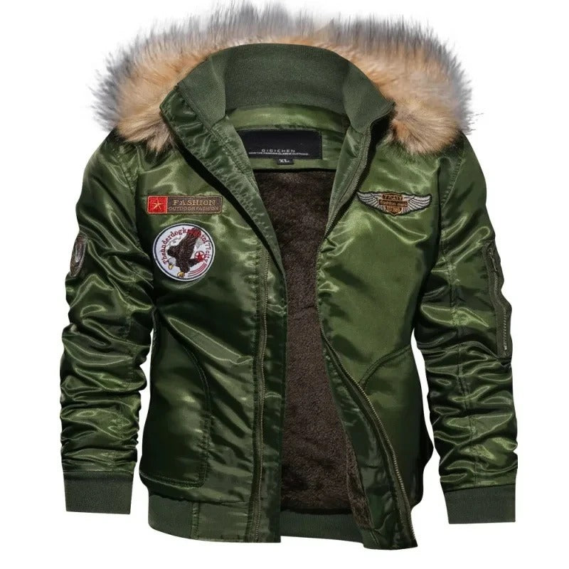 Bomberjacke aus dickem Plüsch für Männer
