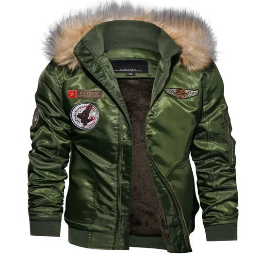 Bomberjacke aus dickem Plüsch für Männer