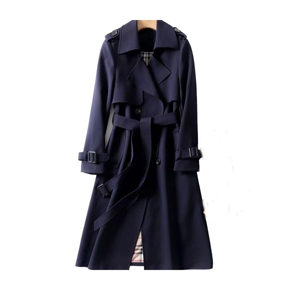 Damen Trenchcoat mit Doppelreihenknöpfen und Gürtel, Klassischer Stil aus Hochwertigem Stoff 3