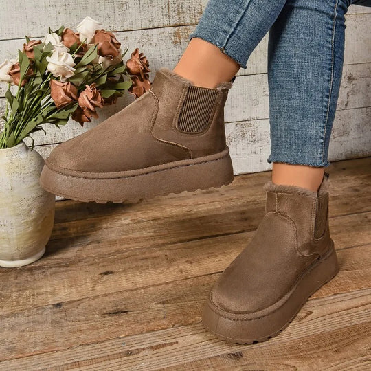 Pelzplüsch-Stiefeletten für Frauen