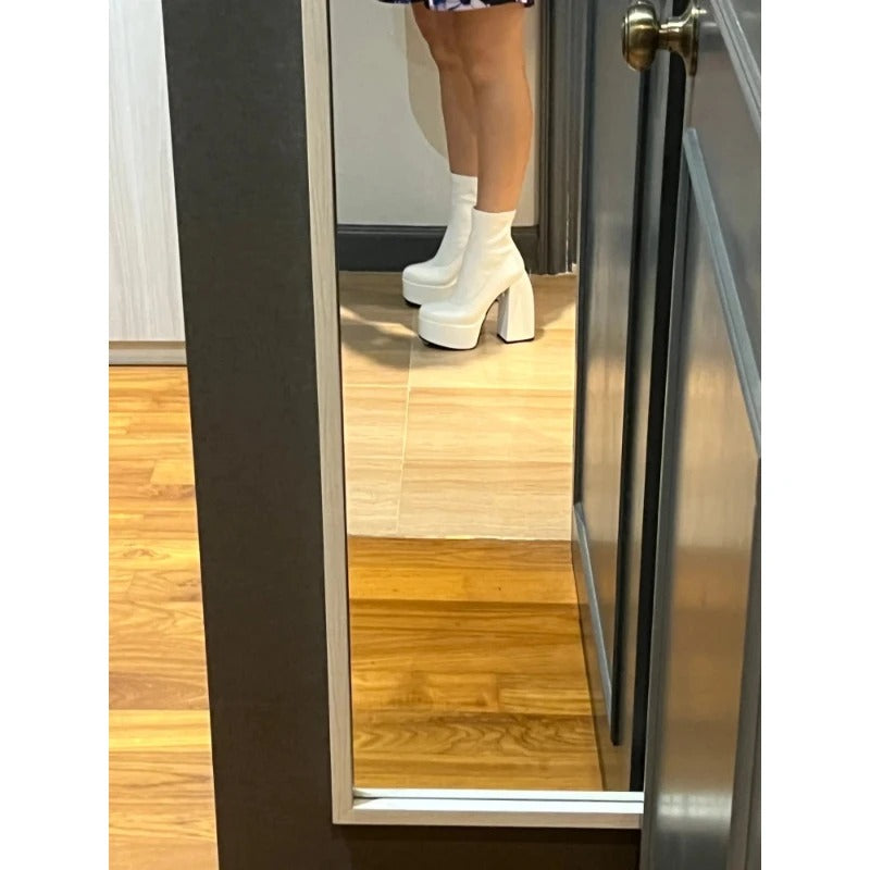 Chunky Heels Lederstiefel für Frauen