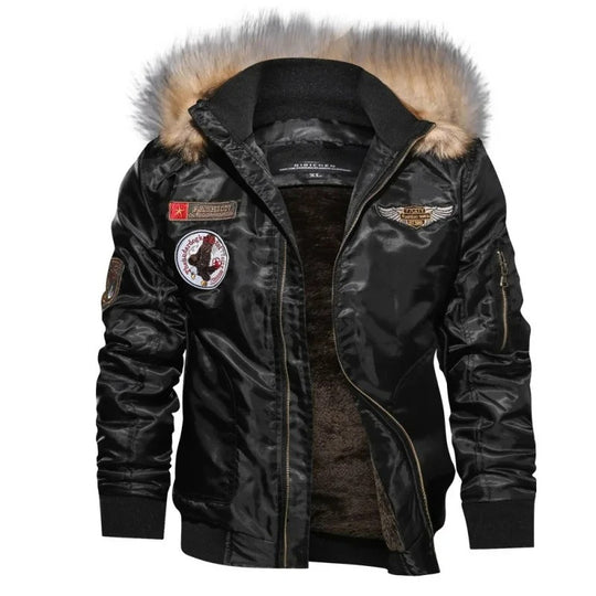 Bomberjacke aus dickem Plüsch für Männer
