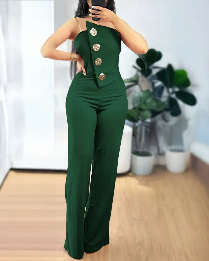 Asymmetrischer trägerloser Bandeau-Overall