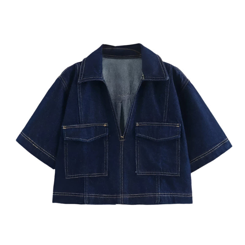 Damen Denimrock &amp; Kurzarm-Crop-Shirt