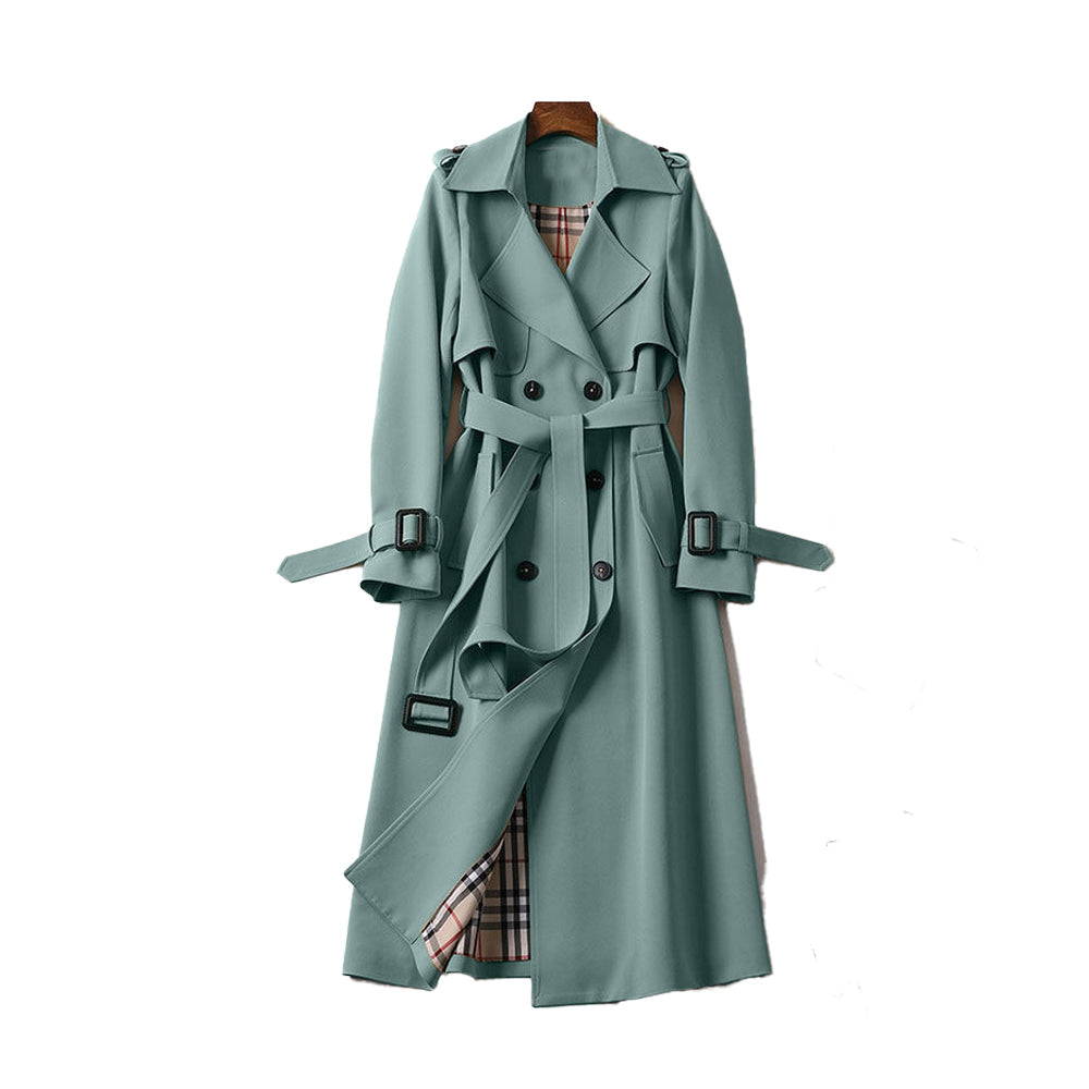 Damen Trenchcoat mit Doppelreihenknöpfen und Gürtel, Klassischer Stil aus Hochwertigem Stoff 5