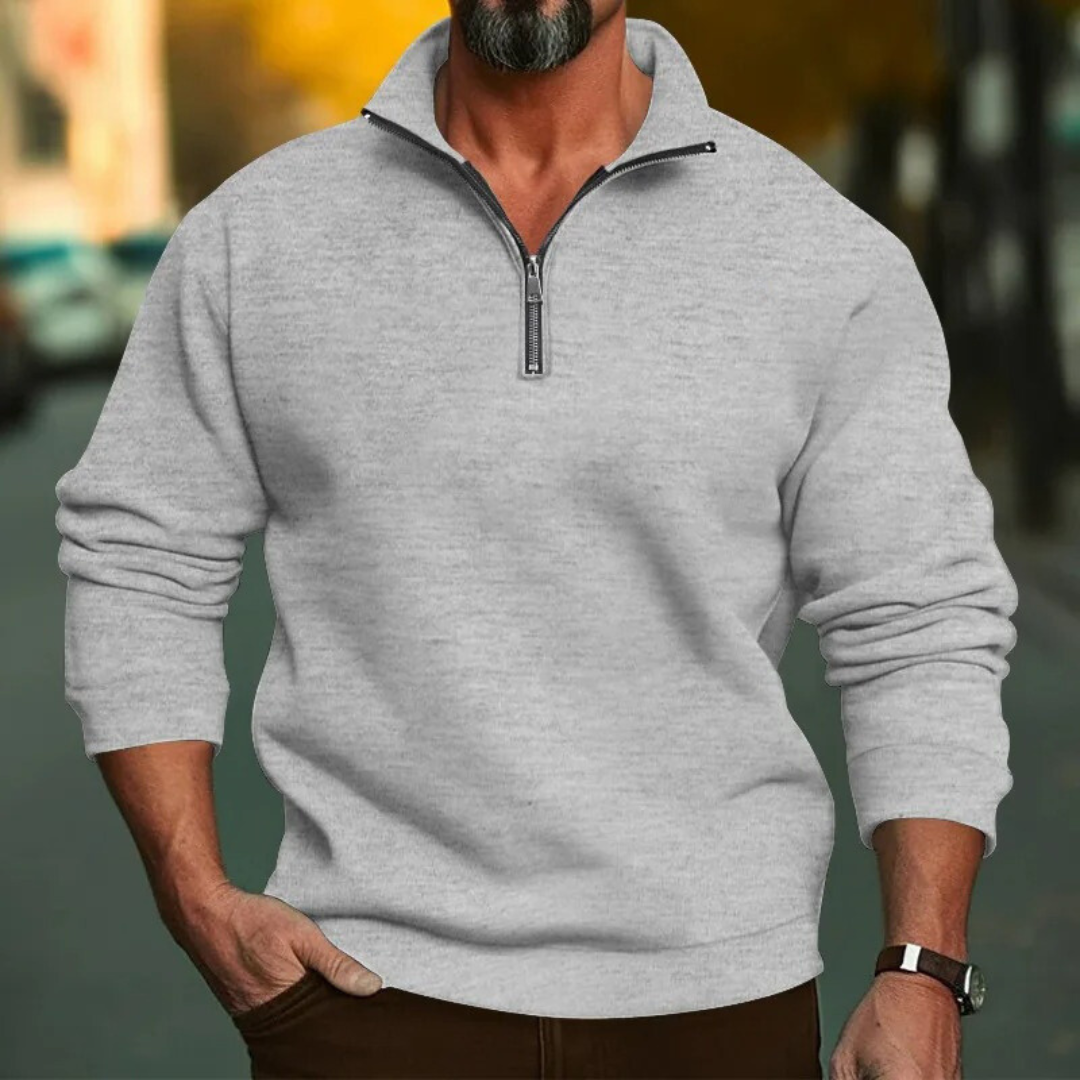 Herren-Sweatshirt mit halbem Reißverschluss und Stehkragen