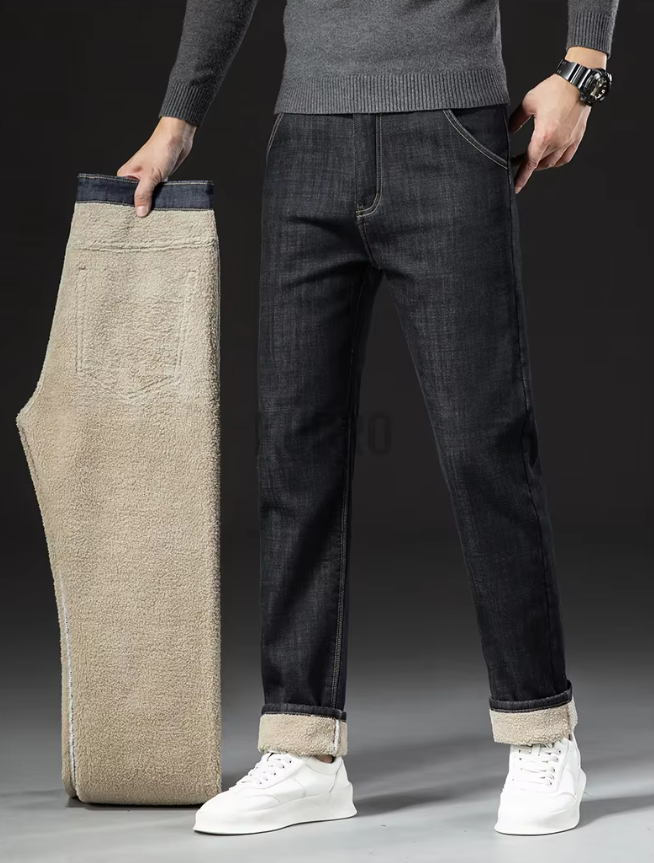 Herrenhose mit geradem Bein Lambswool Denim