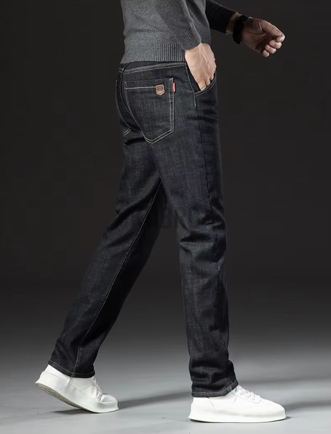 Herrenhose mit geradem Bein Lambswool Denim