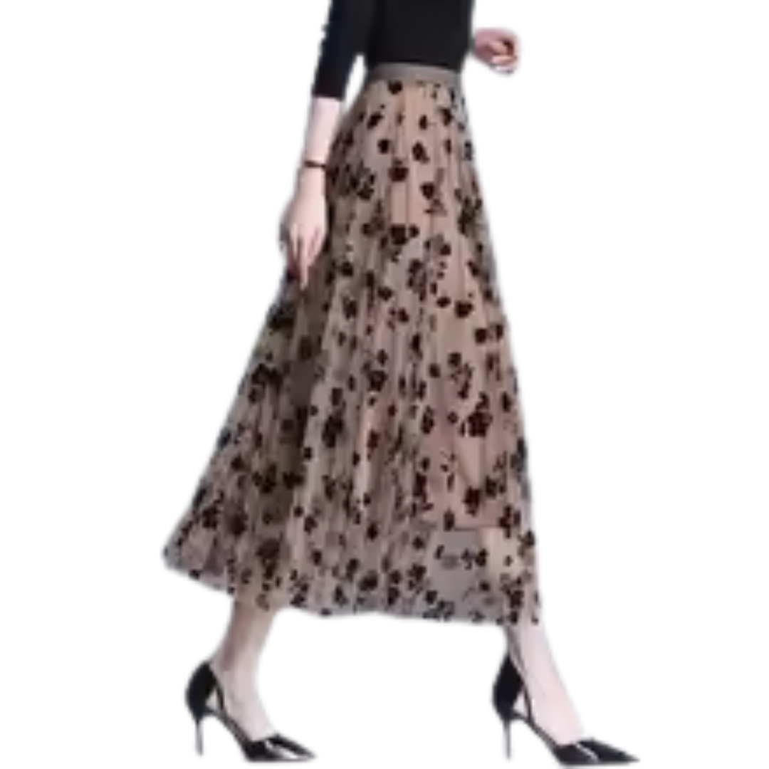 Damenrock mit Blumenmuster aus Gaze