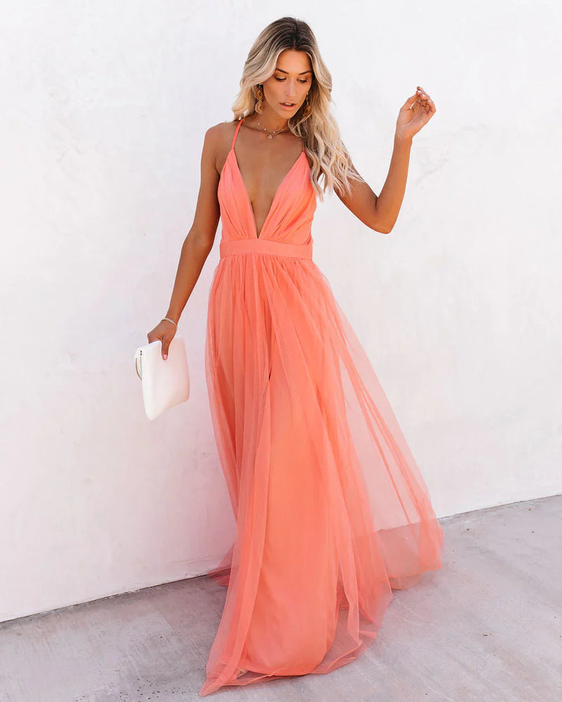 Damen Abendkleid Elegante Fließende Silhouette Hochwertiger Stoff-4