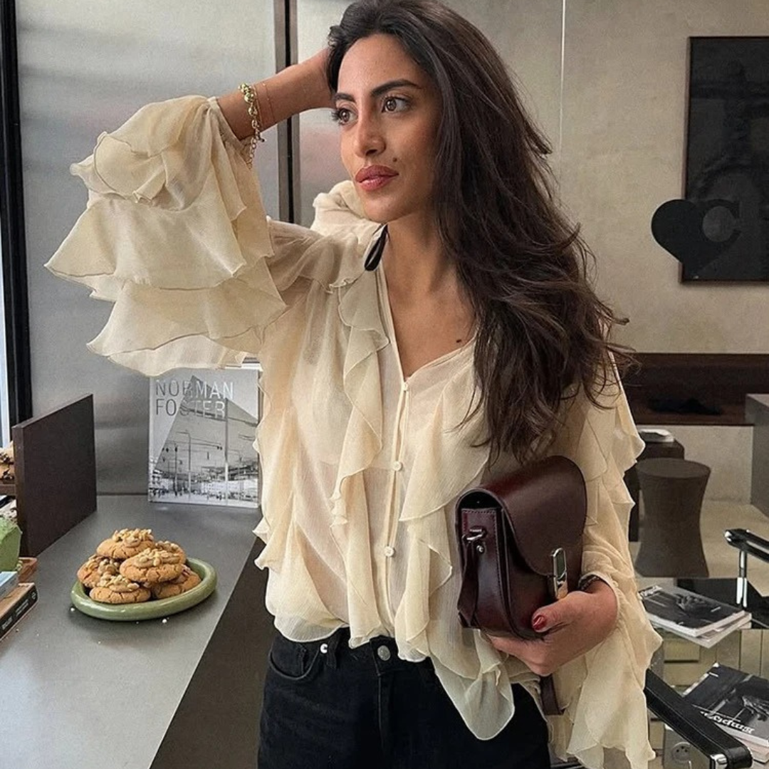 Damen durchsichtige Bluse mit Lagenlook