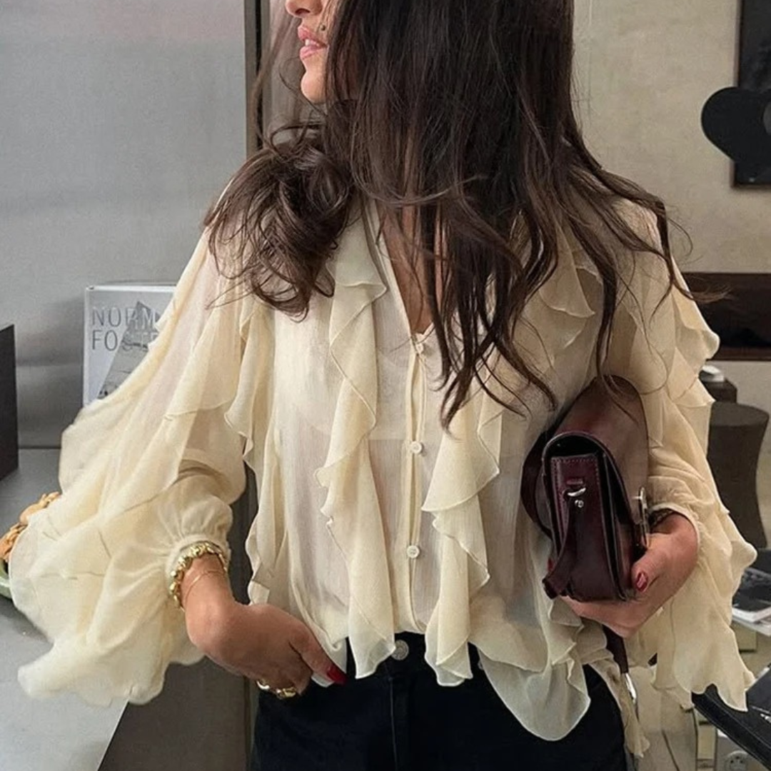 Damen durchsichtige Bluse mit Lagenlook