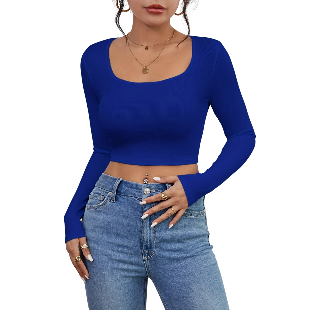 Damen-T-Shirt mit quadratischem Ausschnitt und schmaler Passform