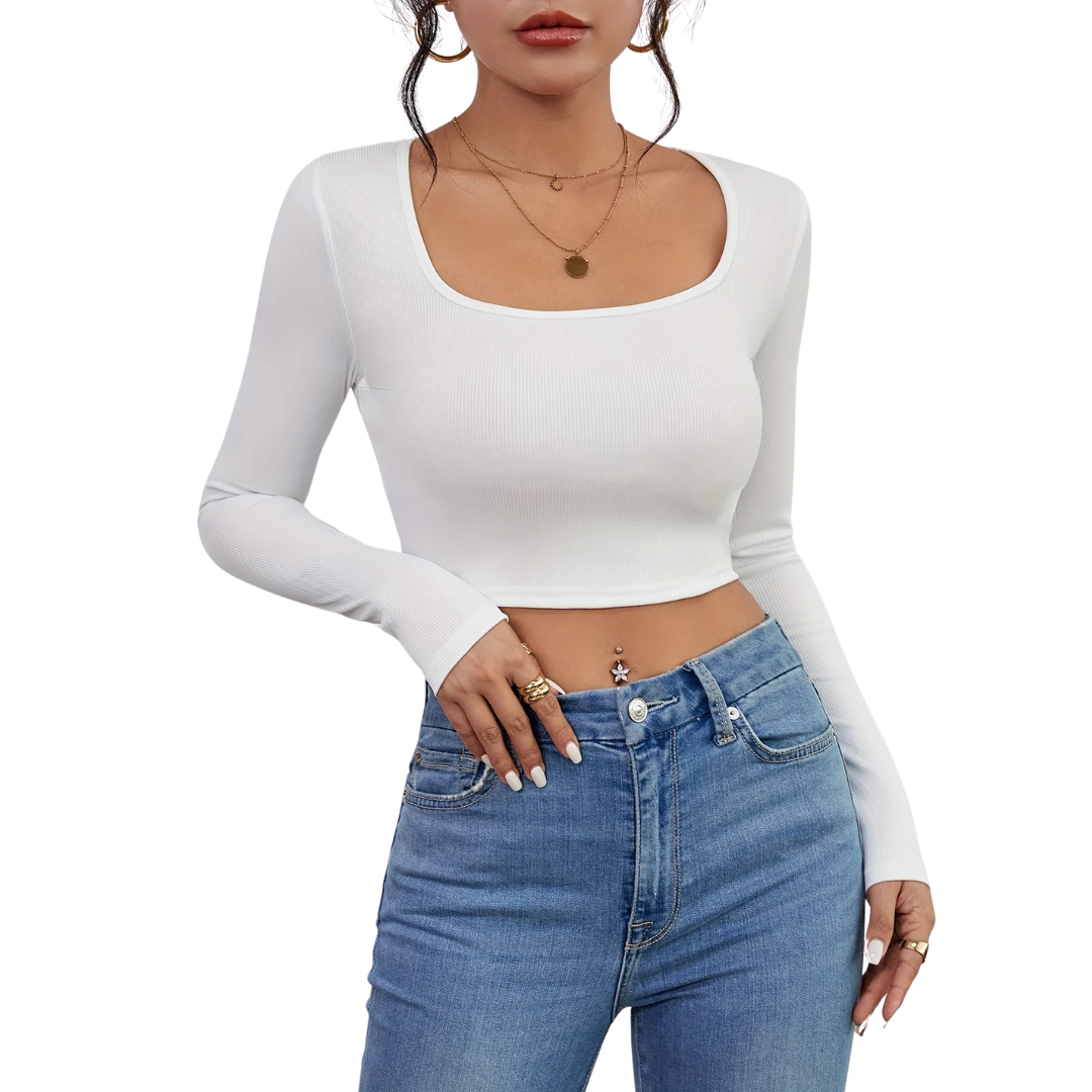 Damen-T-Shirt mit quadratischem Ausschnitt und schmaler Passform