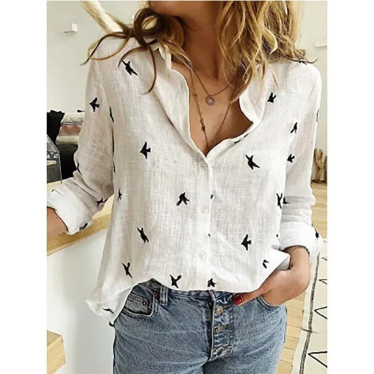 Damen Vintage Baumwoll-Leinen-Casual-T-Shirts