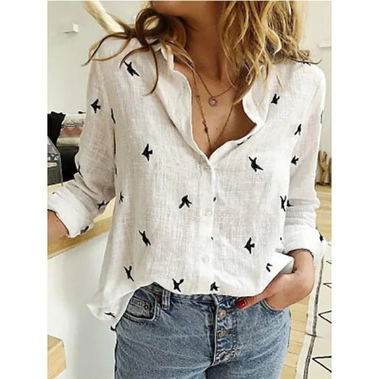 Damen Vintage Baumwoll-Leinen-Casual-T-Shirts