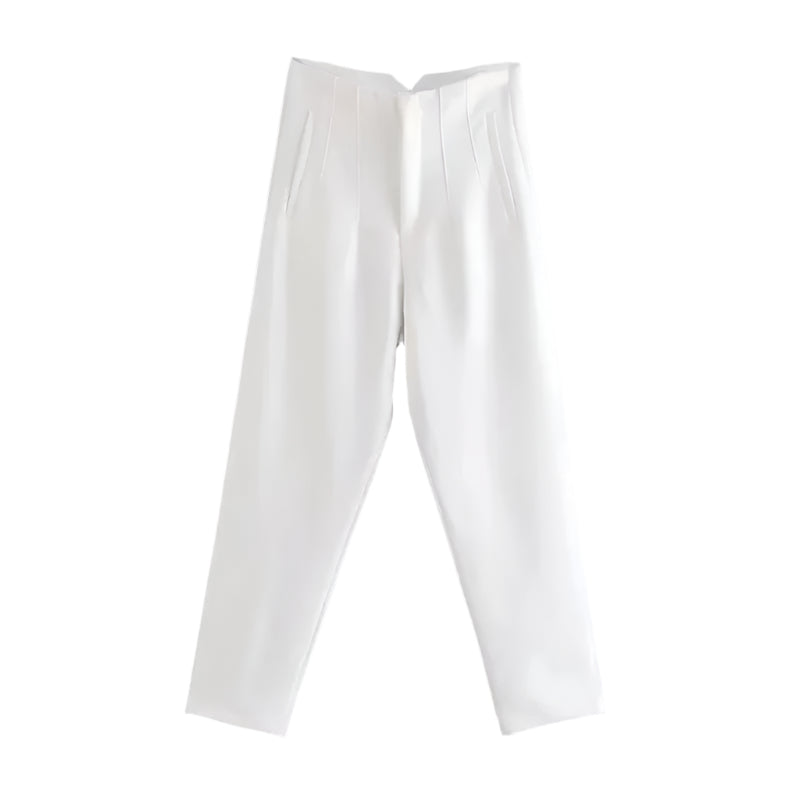 Damen-Hose mit hoher Taille und schmalem Bein