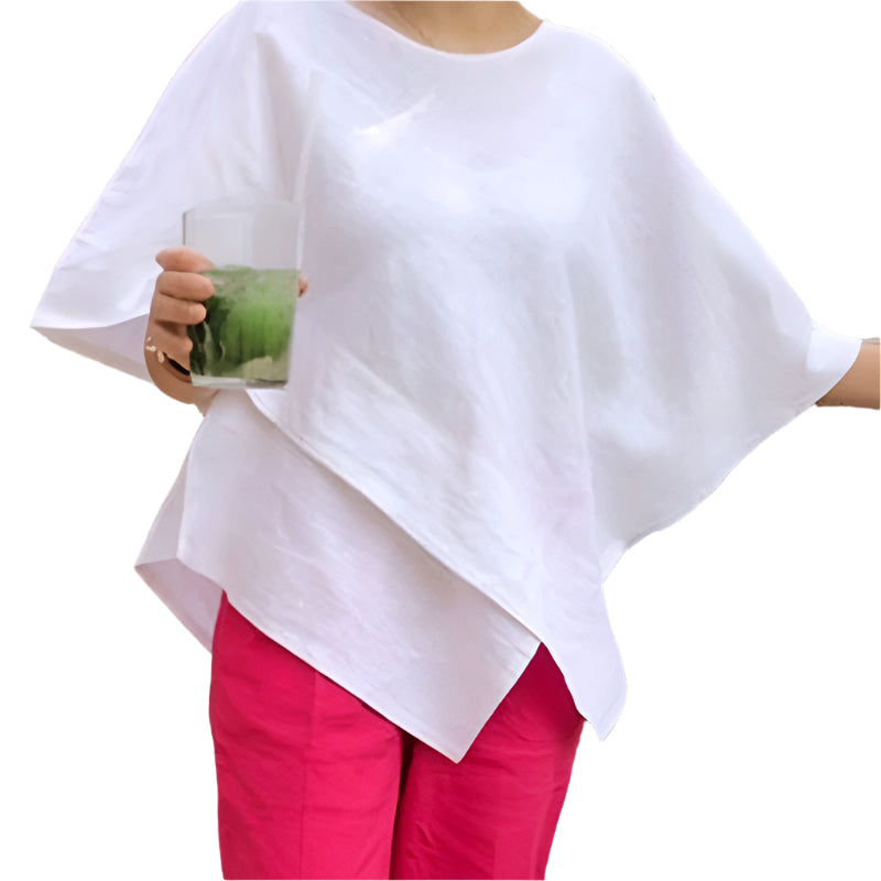 Asymmetrische Bluse mit halben Ärmeln für Damen