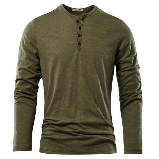 Langärmeliges T-Shirt mit Henley-Ausschnitt für Männer