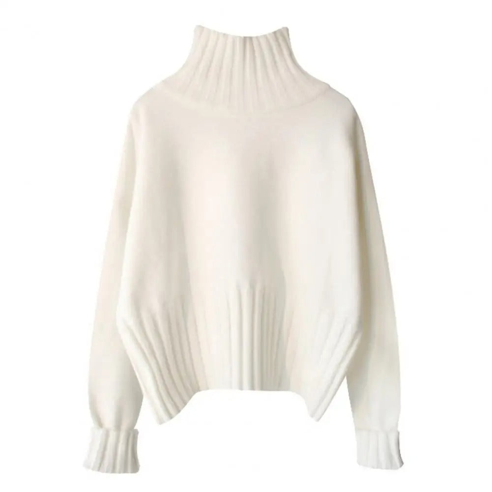 Gerippter Schmaler Rollkragenpullover für Damen