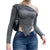 Asymmetrischer Gerippter Freizeitpullover