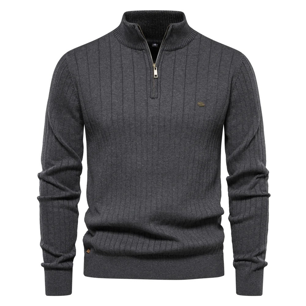 Herren-Strickpullover mit hohem Kragen