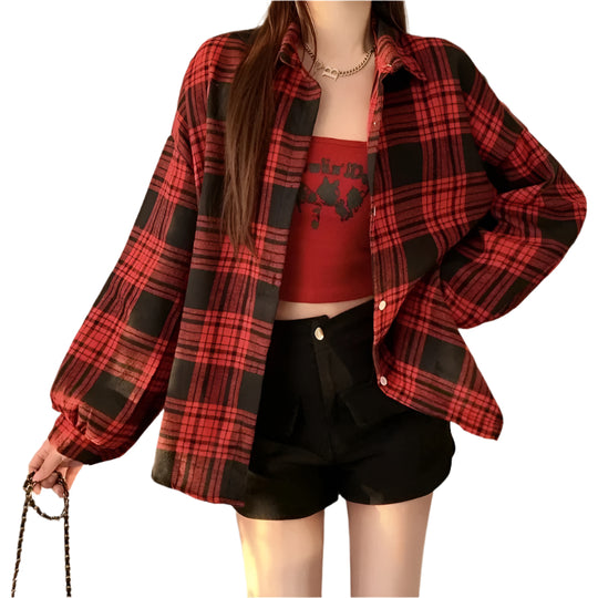 Oversized kariertes Hemd für Damen