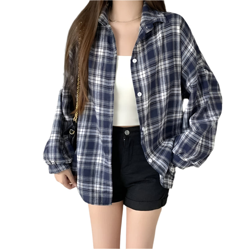 Oversized kariertes Hemd für Damen