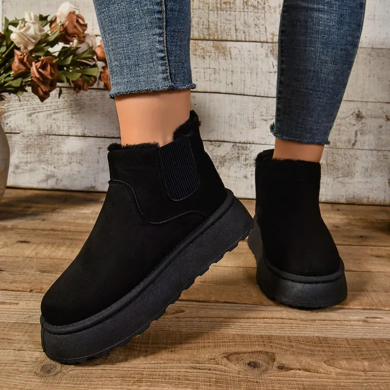 Pelzplüsch-Stiefeletten für Frauen