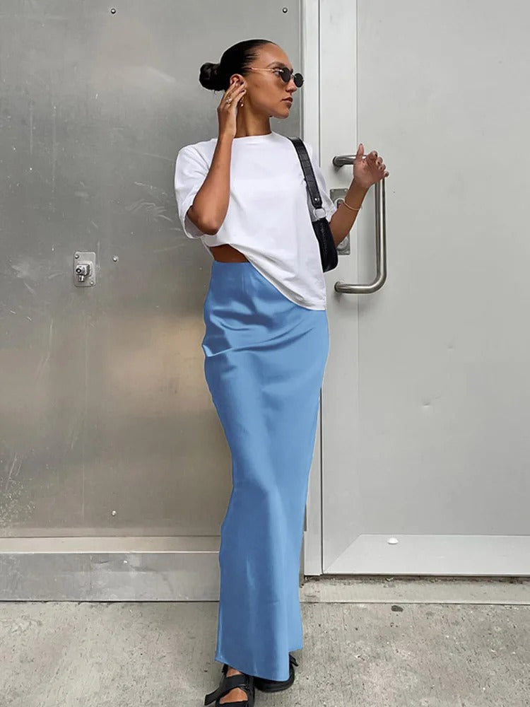 Satinrock mit hoher Taille für Damen