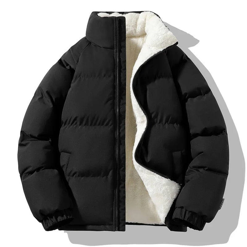 Herrenjacke mit Stehkragen aus dickem Fleece