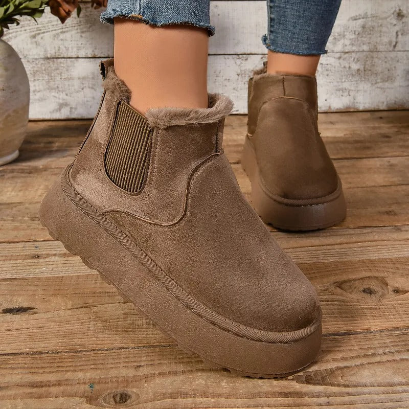 Pelzplüsch-Stiefeletten für Frauen