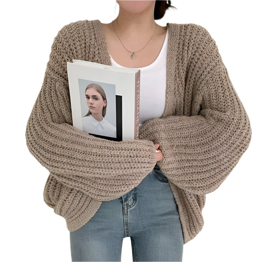 Damen-Strickjacke mit Vintage-Laternenärmeln