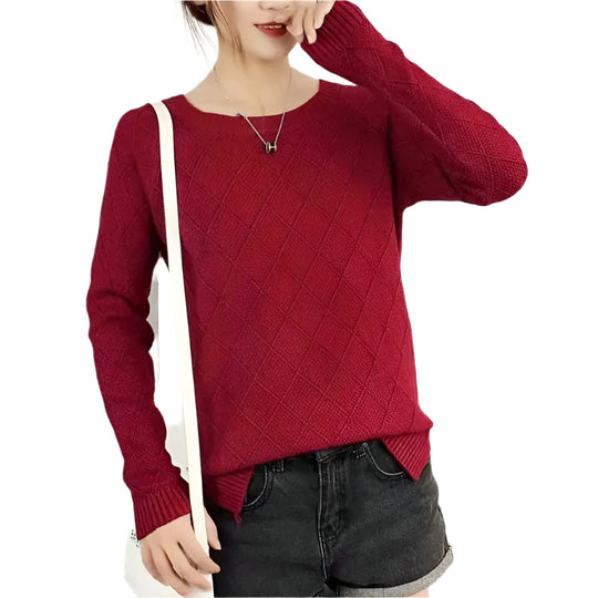 Damen-Strickpullover in Volltonfarben