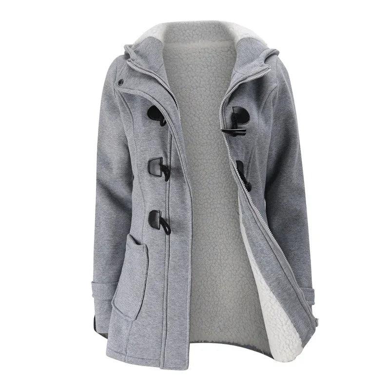 Lässiger Winter-Knopf-Hoodie für Frauen