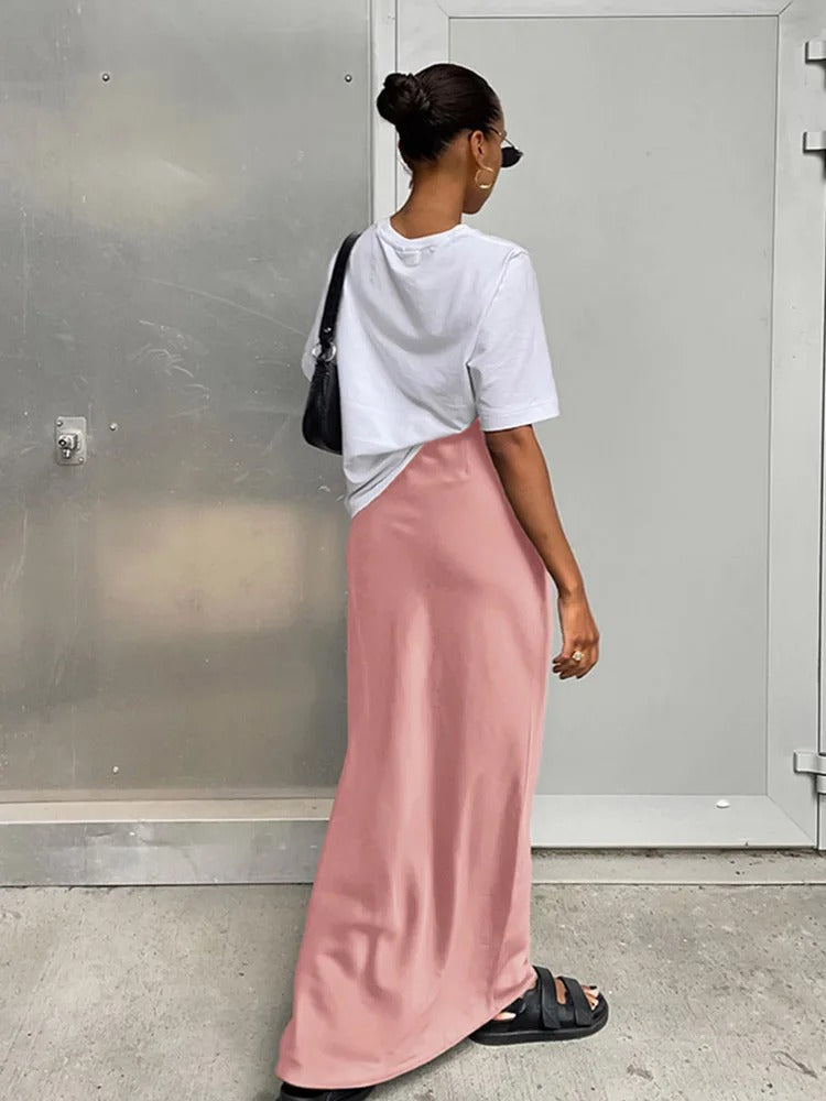 Satinrock mit hoher Taille für Damen