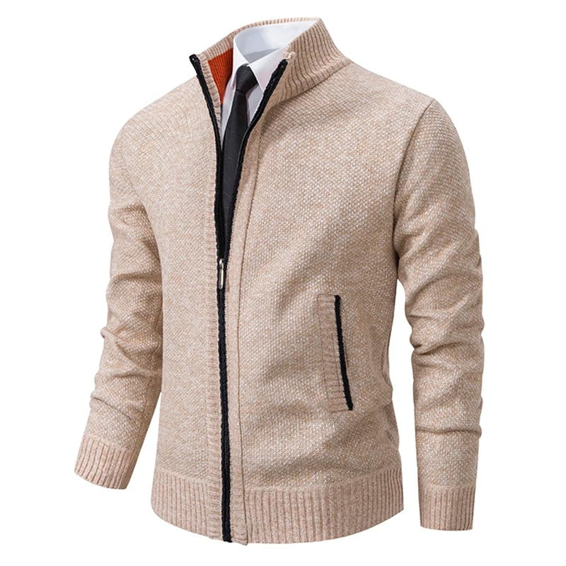 Warme Herren-Fleece-Strickjacke mit Reißverschluss