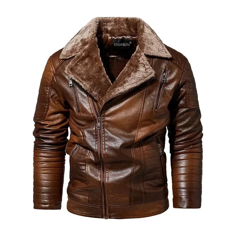 Herren Lederjacke mit Fellkragen