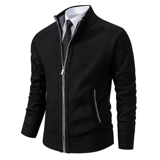 Warme Herren-Fleece-Strickjacke mit Reißverschluss