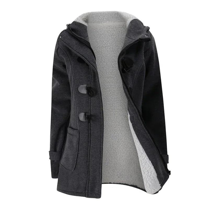 Lässiger Winter-Knopf-Hoodie für Frauen