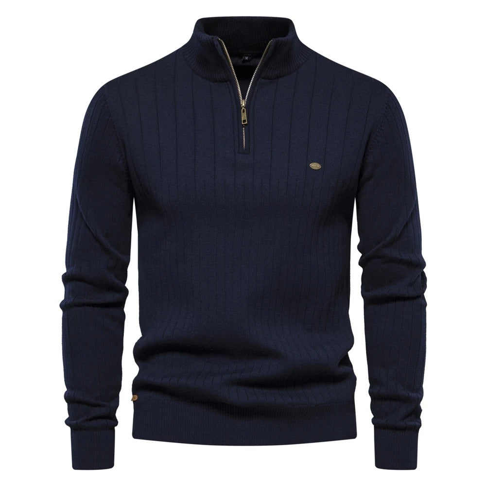 Herren-Strickpullover mit hohem Kragen