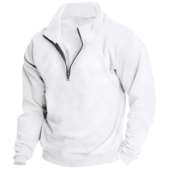 Herren-Sweatshirt mit halbem Reißverschluss und Stehkragen