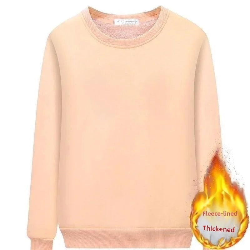 Fleece gefüttertes Rundhals-Sweatshirt für Frauen