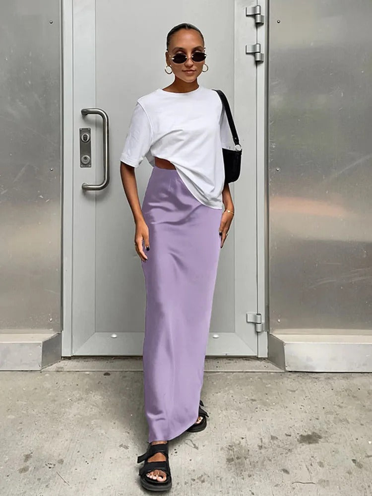 Satinrock mit hoher Taille für Damen