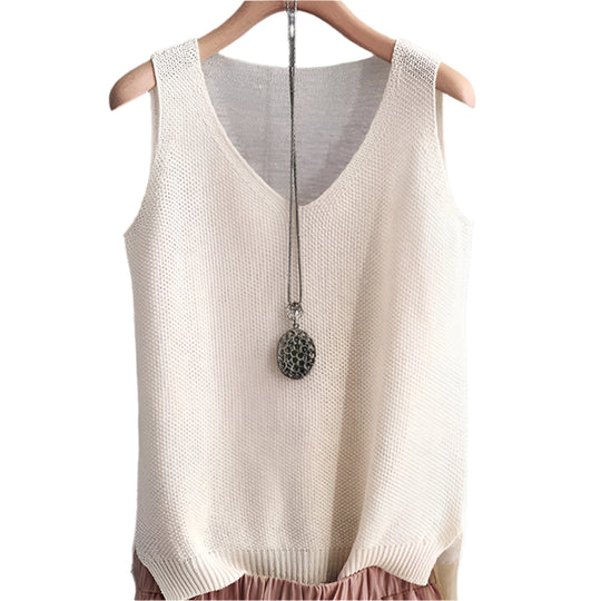 Ärmellose Strickbluse für Damen